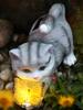 Садовая статуя кота на солнечной батарее Милая фигурка кота и бабочки Подарок на новоселье Садовая статуя на солнечной батарее Украшение газона в виде кота для двора, патио