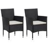 Garden Chairs In Woven Resin - vidaXL - Set of 2 - Black - With Armrests - Outdoor