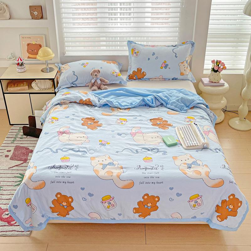 Хлопковое одеяло из марли класса А с соевым волокном - Двухслойное, летнее, прохладное, машинная стирка