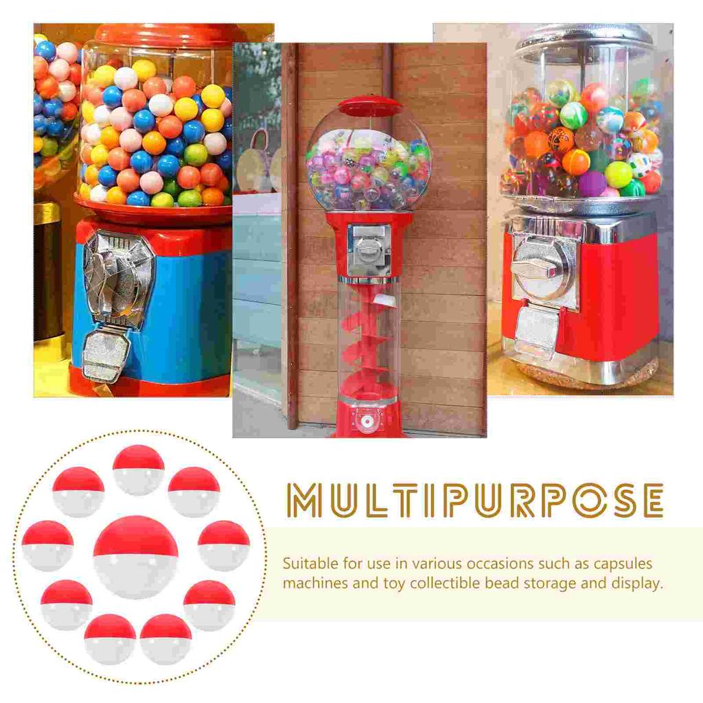 50 Pcs Round Gashapon Shell Fillable Empty Balls Hamper Decorations Capsules Plastic Packaging Gum Machine Child