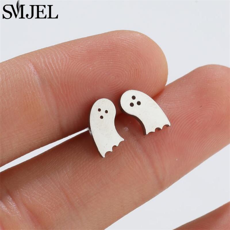 2026 Stainless Steel Geometric Stud Earrings for Women Star Sun Moon Earings Fashion Jewelry Angel Wing Ghost Ear Pendientes