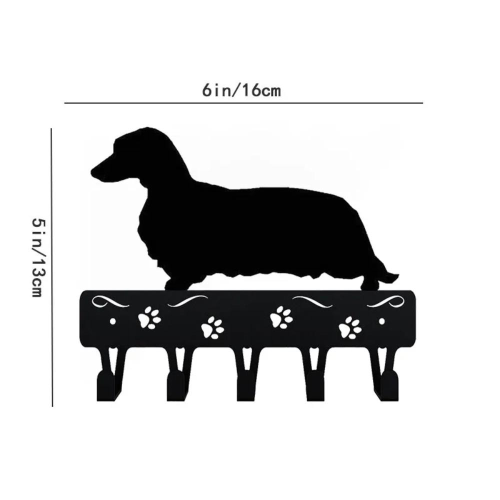 Metal Art Dog Key Hooks & Keychain Holder - 6 Inch Metal Wall Art for Towels, Coats, and Organization: Stylish Iron Storage Rack