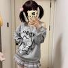 Girls Harajuku Japanese Kawaii T Shirts Women Clothing Cat Print Long Sleeve Tees Off Shoulder Y2k Tops Cute T-shirt