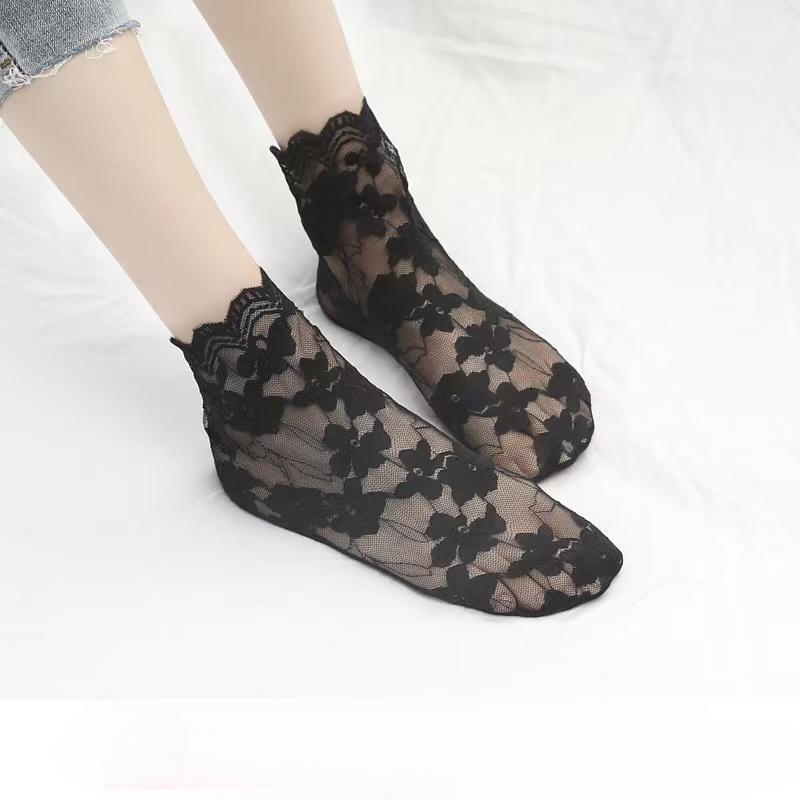 Высококачественные модные хлопковые женские кружевные носки, прозрачные летние цветочные женские тонкие короткие носки для женщин