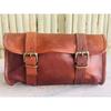 Tool Bag Motorcycle Leather Roll Goat Strap Buckle Closure Pouch Genuine Brown