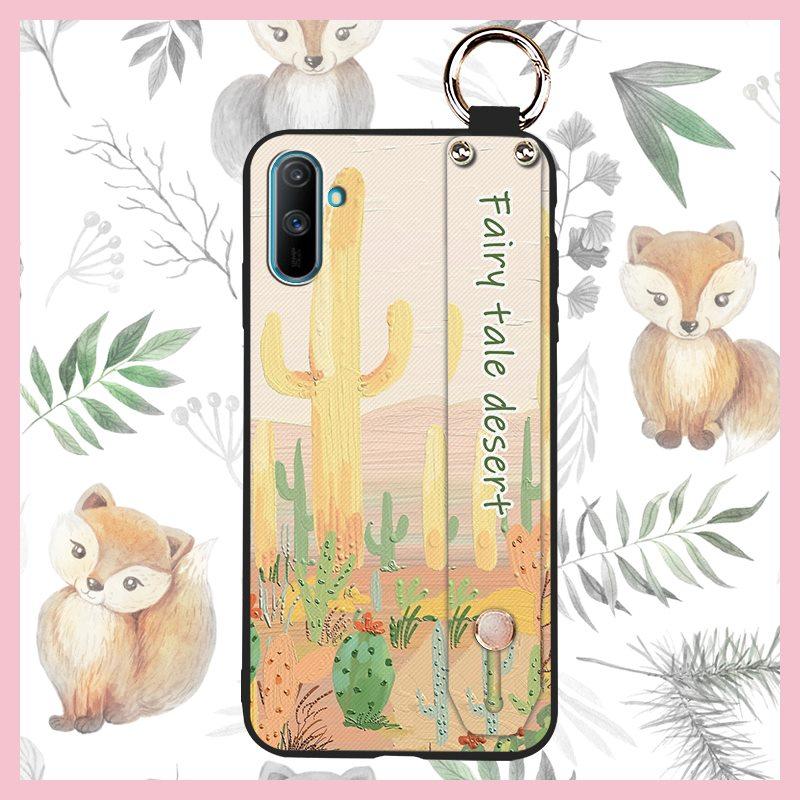 Durable Dirt-resistant Phone Case For OPPO Realme C3/C3i/Narz N10A Silicone Ring Anti-dust Wristband Anti-knock Flower