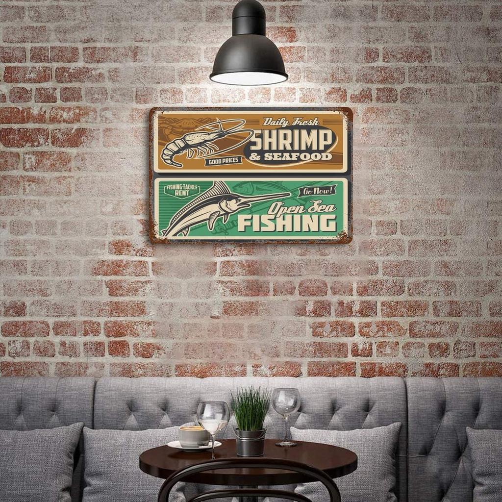 1-Pack retro wall plaque metal, 20×30cm and 30×40cm, shabby rust decor for dining room, lobby or office