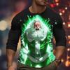 3D Print Santa Claus Pattern Men's Women's Long Sleeve T-Shirt Christmas Theme Family Party Creative Design Personality Clothing