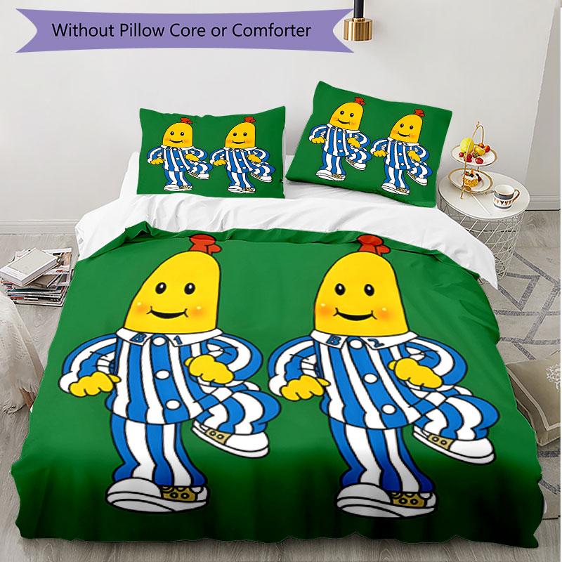 3pcs Duvet Cover Set (1*Duvet Cover + 2*Pillowcase, Without Core), Bananas in Pyjamas Print Soft All‑Season Bedding Set, Home Bedroom Decor Gift