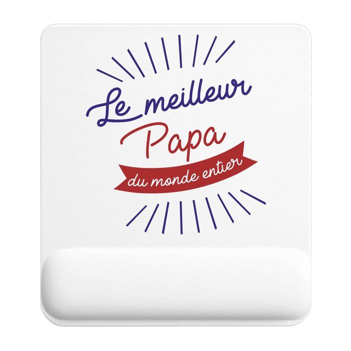 Tapis de souris - PLANETEE - Papa Meilleur du monde entier - 22x18 cm - 3 mm - Surface lisse antidérapante