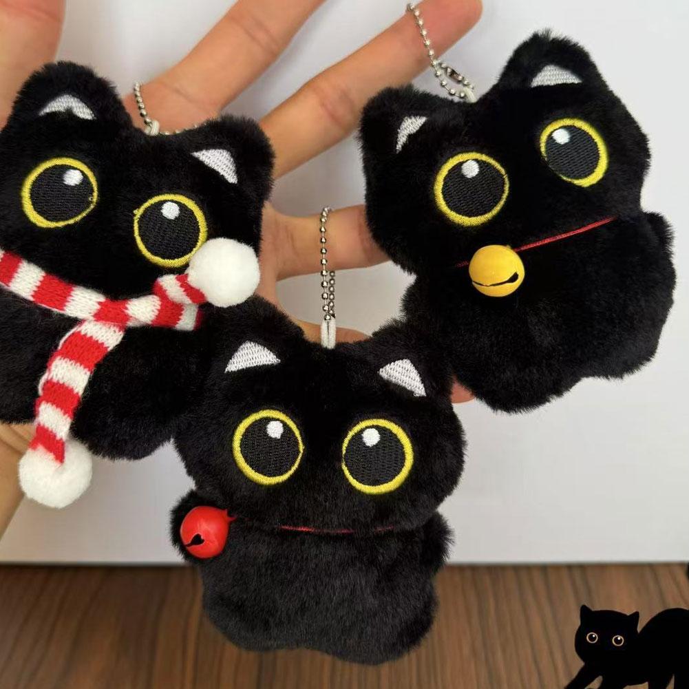 Милый маленький черный кот Брелок-подвеска Плюшевая игрушка Кукла Рождественская елка Подвесные аксессуары Для мальчика Девочки Подарки на день рождения