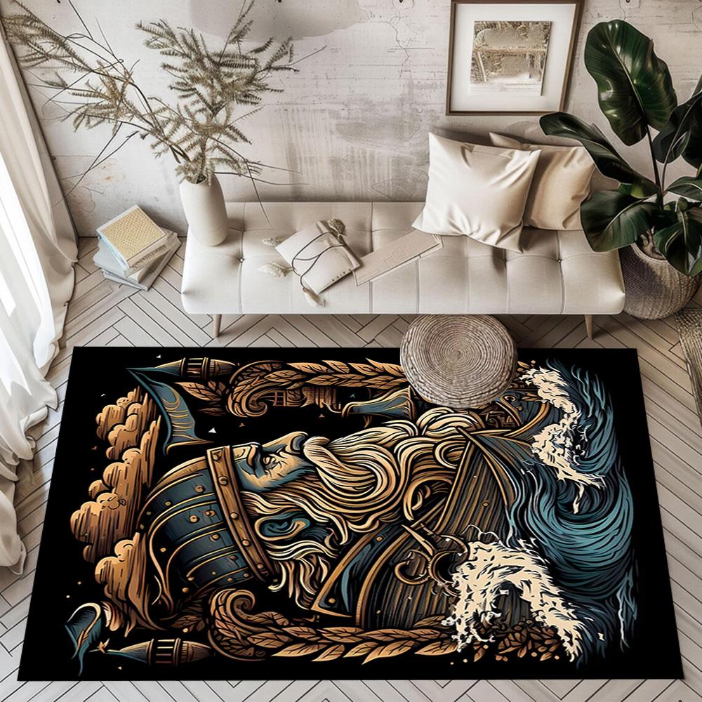 Viking Warrior Artwork Floor Mats for Living Room, Bedroom and Room Decoration Are Suitable for Gifts.