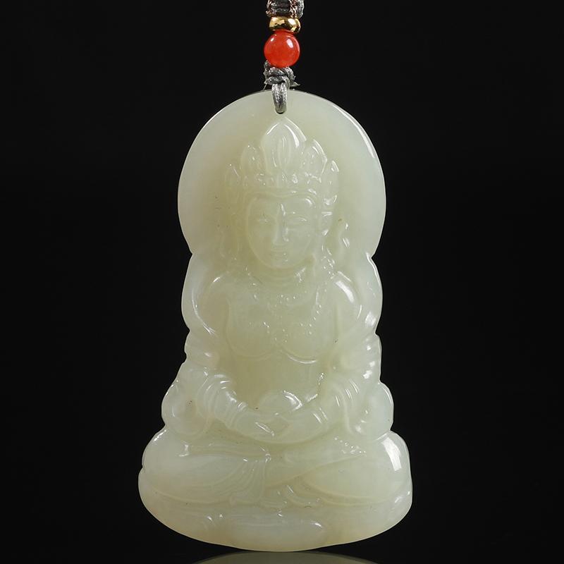 Xinjiang Hotan Jade Guanyin Pendant for Men and Women Safe Jade Pendant Necklace Birthday Gift