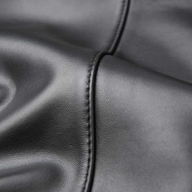 Новая осенне-зимняя куртка из натуральной кожи, мужская куртка из овчины обычного стиля с воротником-стойкой