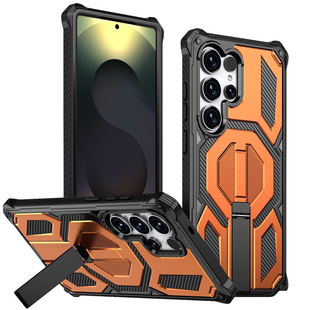 For Samsung Galaxy S24 Ultra Magnetic Case Rotating Kickstand PC + TPU Shockproof Drop-proof Phone Cover