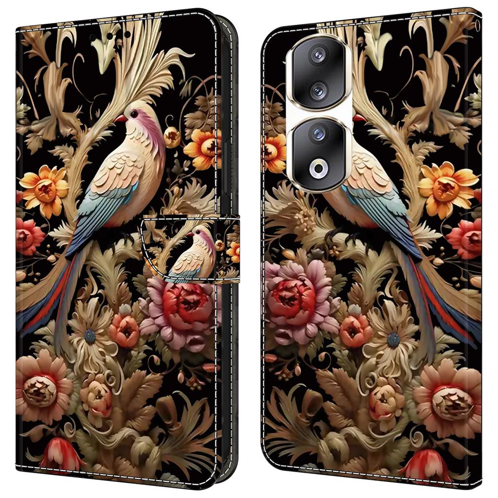 For Honor 90 Pro Case PU Leather Card Slots Phone Back Cover Pattern Printing Design