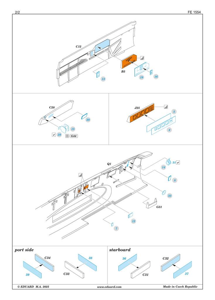 Eduard 1/48 Zoom Bf110D Etching Parts (for Eduard) Plastic Model Kit Parts EDUFE1554 (Airplane)