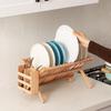 Dish Drainer Drying Rack Bamboo Dishes Drying Rack with Utensil Box Collapsible Bowl Plate Storage Rack Dish Plate Kitchen Rack