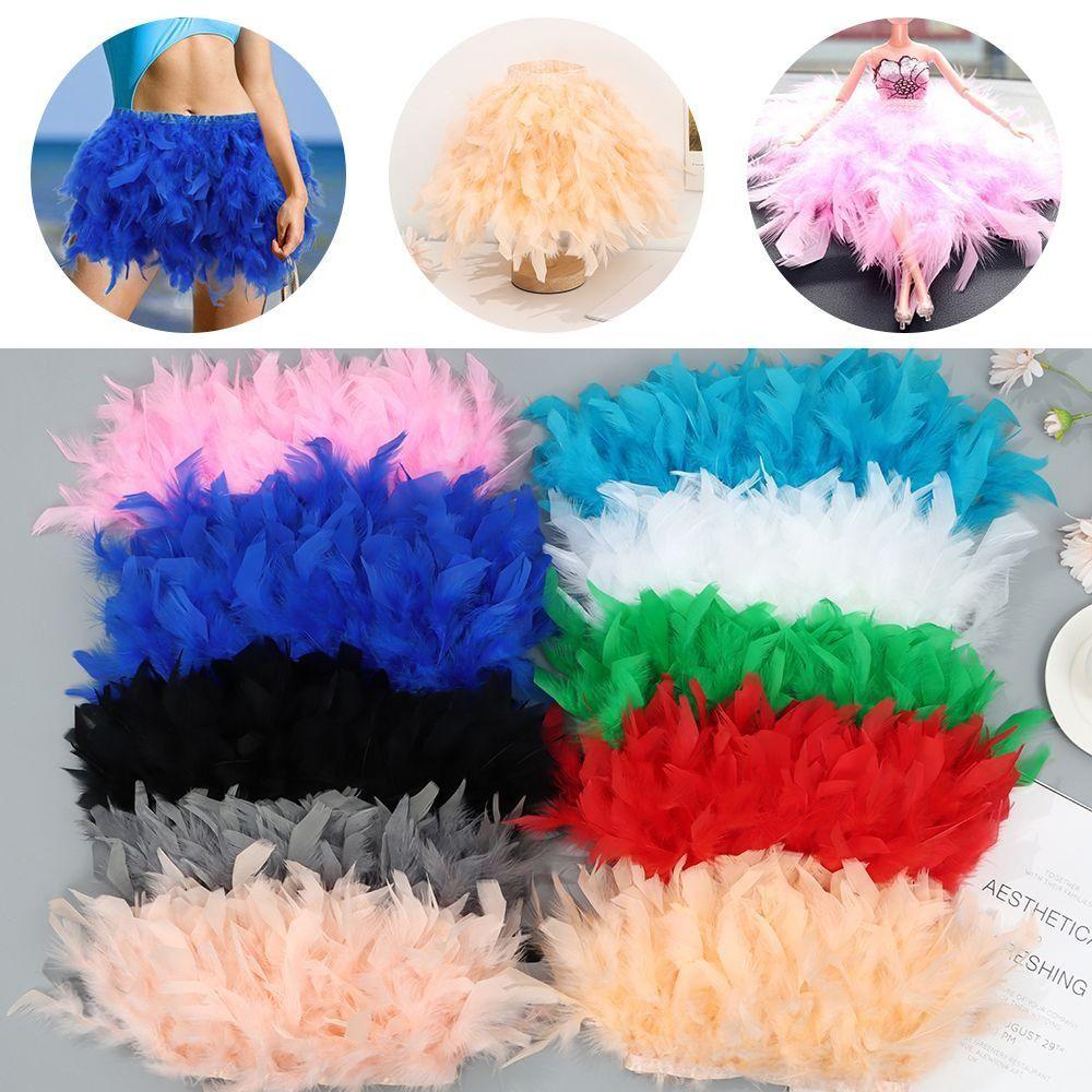 1 Метр Свадебная Вечеринка Перья Отделка Швейная Декорация Ткань для Одежды Натуральные Перья Индейки
