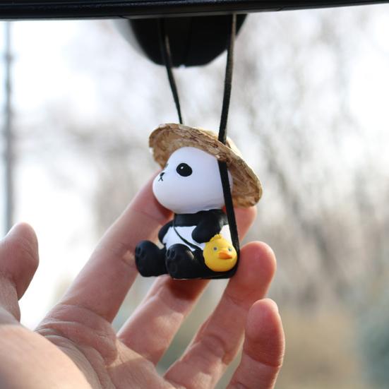 Car Rearview Mirror Pendant Realistic Decorate 3D Effect Clear Texture Auto Interior Panda Birthday Present