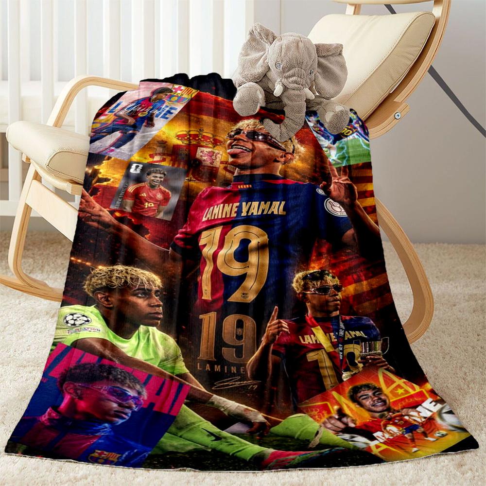 Lamine Yamal's Football Stars Unite: Lamine Yamal's Impact Blanket Warmthful Decor Perfect for Bedding Bed Picnics Four Seasons Universal Playful Desi