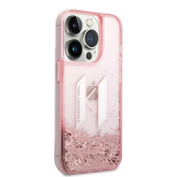 Karl Lagerfeld Klhcp14Llbklcp Iphone 14 Pro 6.1 розовый/розовый твердый чехол с жидкими блестками большой Kl