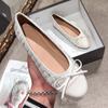 Fashion Plus Size 44 Ballerina Flats Round Toe Shoes Woman Tweed Comfortable Slip On Flat Shoes Ladies Maternity Shoes Zapatos Loafers