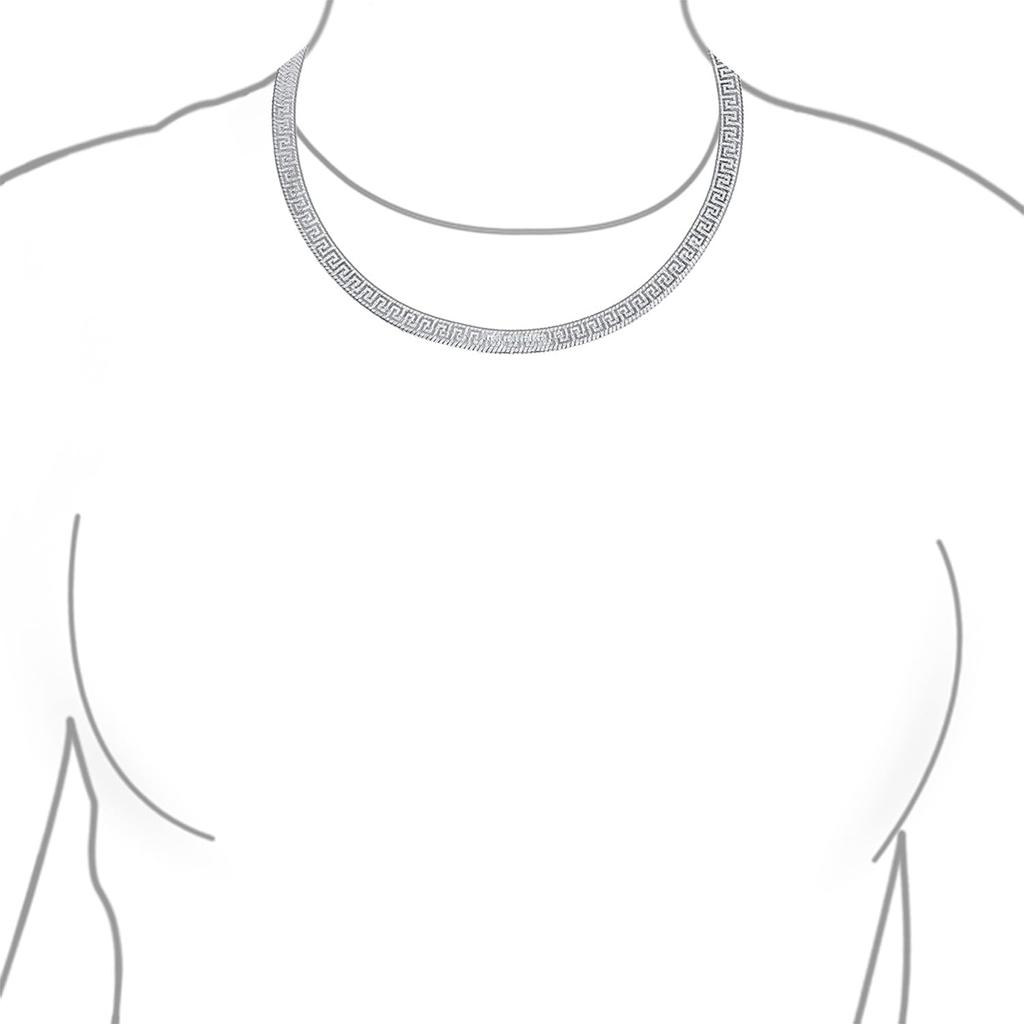 Гибкий двусторонний плоский греческий ключ ожерелье-елочка из стерлингового серебра для Made in 16 дизайн без содержания никеля. .925 Женщины, Италия, дюймы,