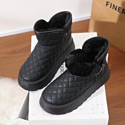 Женские зимние ботинки, зимние теплые плюшевые ботинки, женская непромокаемая женская обувь без шнуровки, повседневная зимняя обувь на плоской подошве, женские ботильоны