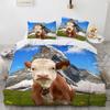 Комплект пододеяльников с изображением коровы из горной породы, забавный комплект одеяла с изображением животных из фермы для детей, мальчиков, коров, горных лугов, размер Queen, 2/3 шт., пододеяльник