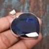 London Blue Topaz Gemstone Heart Shape Handmade 925 Sterling Silver Jewelry Pendant