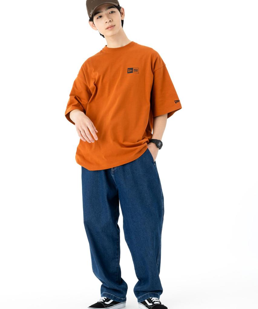 NEW ERA Short Sleeve Oversized Rust Orange black Box Logo T-Shirt