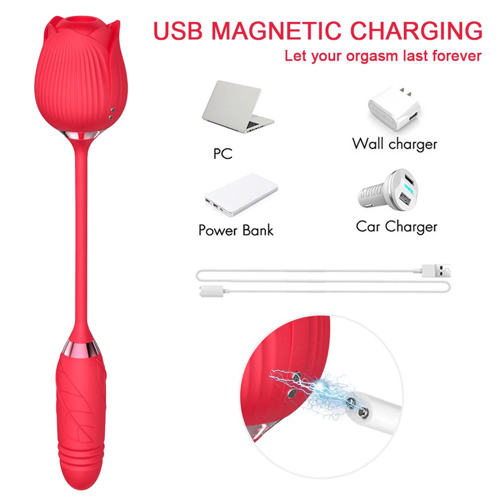 Rose Thrusting Dildo Sucking Vibrator Female Clit Clitoris Sucker Stimulator Vibrating Love Egg Adults Goods Sexy Toys for Women