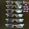 6PCs Lightweight Reading Glasses Men Presbyopia Glasses Blue Light Blocking Lens Rimless Reading Glasses Unisex