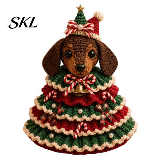DIY Craft Supplies for Adults Animal Xmas Tree Crochet Kit, Christmas Cute Yarn Crafts Highland Cow Forest Kit Beginners, Holiday Decor Patterns