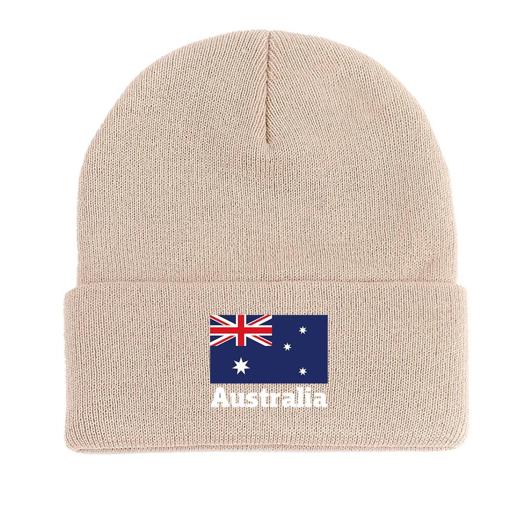 Вязаная шапка бини с принтом национального флага Австралии, патриотическая шапка-бини с отворотом, в стиле хип-хоп, с помпоном, вязаная шапка бини
