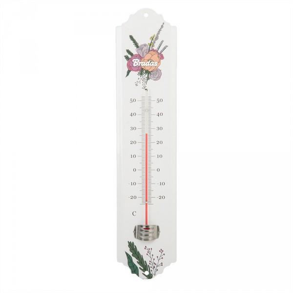Metal Outdoor Thermometer 30cm White Line Bradas 9691