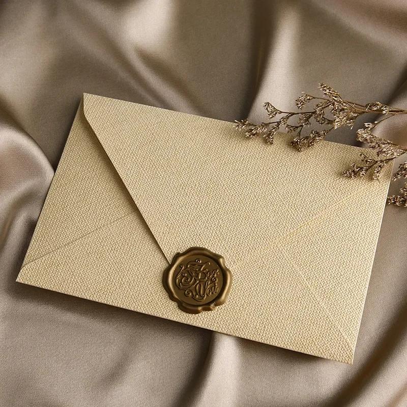 Hemp Envelope Letter Set Vintage Style Love Letter Chinese Style Cowhide Special Paper Invitation Postcard Lacquer Envelope 1PCS
