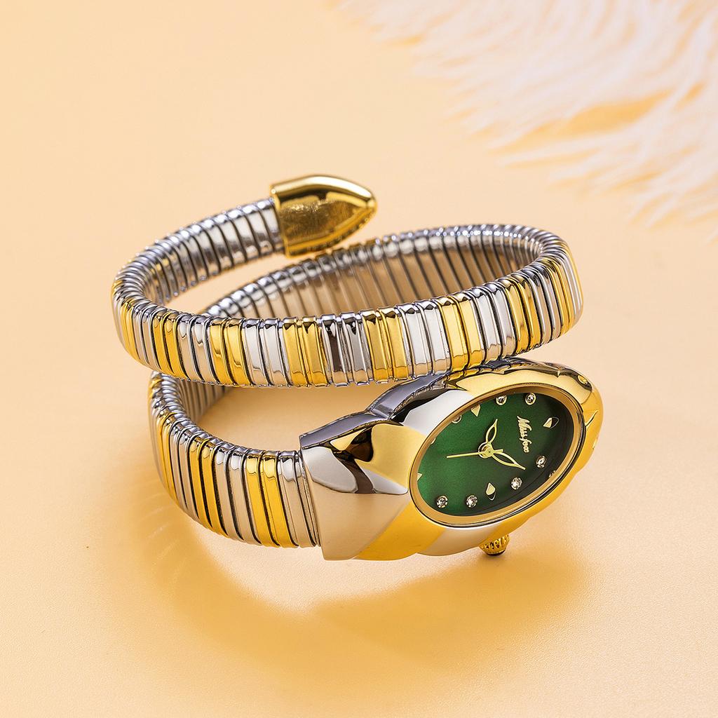 MISSFOX Женские часы-браслет Змея из нержавеющей стали Модные Золотые Женские часы Часы Роскошные Женские Наручные часы Водонепроницаемые часы