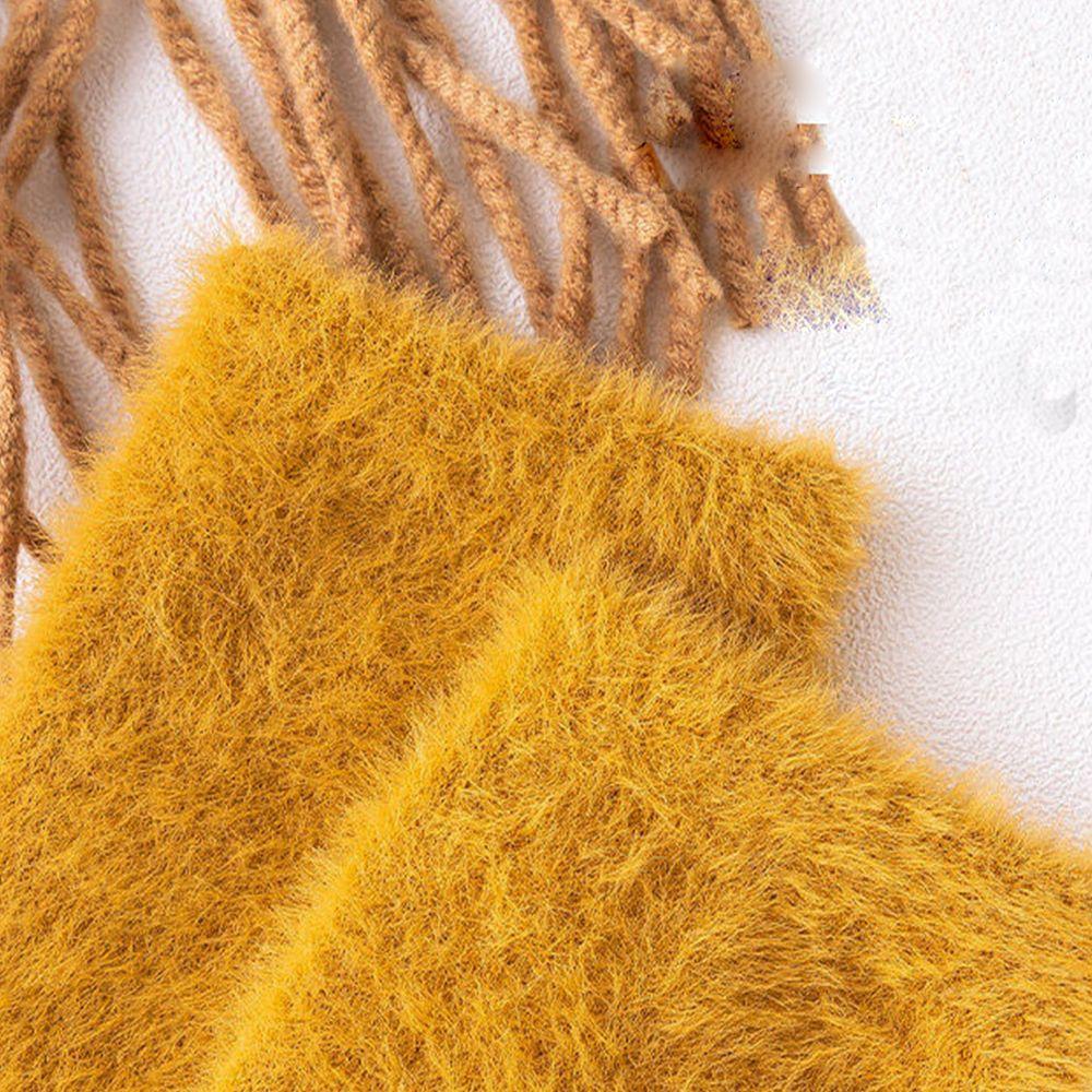 Style Solid Color Student Breathable Women Socks Floor Socks Mid-Tube Hosiery Mink fur Fleece Socks