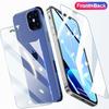 2 в 1 полное покрытие закаленное стекло для iPhone 11 12 13 14 15 mini 16 Pro Max 14 Plus прозрачная защитная пленка для экрана передняя задняя защитная пленка