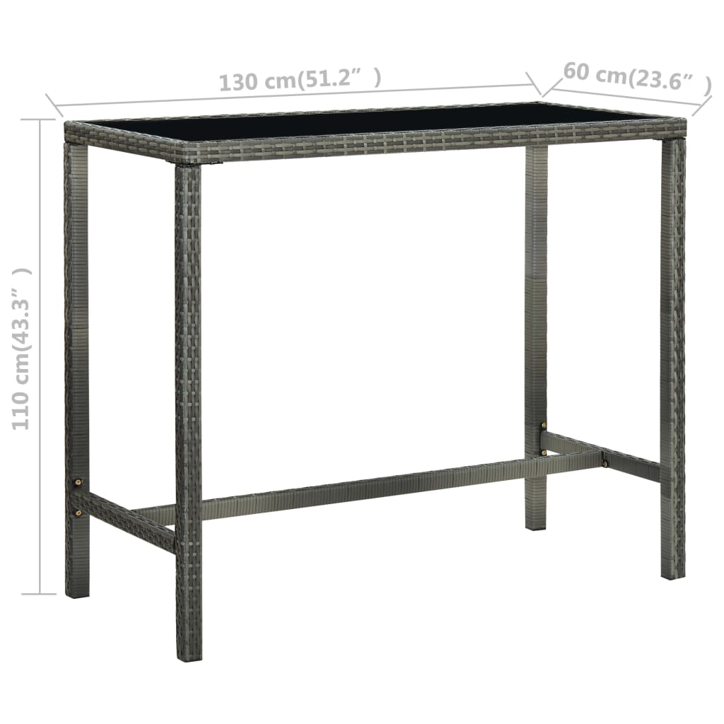 5 Piece Garden Bar Set Poly Rattan Gray