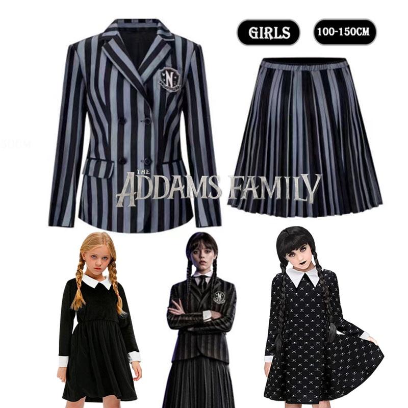 Wednesday Addams School Uniform Dress Polyester Cosplay Costume For Girls