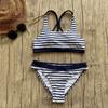 Полосатый пляжный комплект бикини, женский купальник с эффектом пуш-ап, женский купальный костюм, бикини для девочек, купальный костюм для бассейна