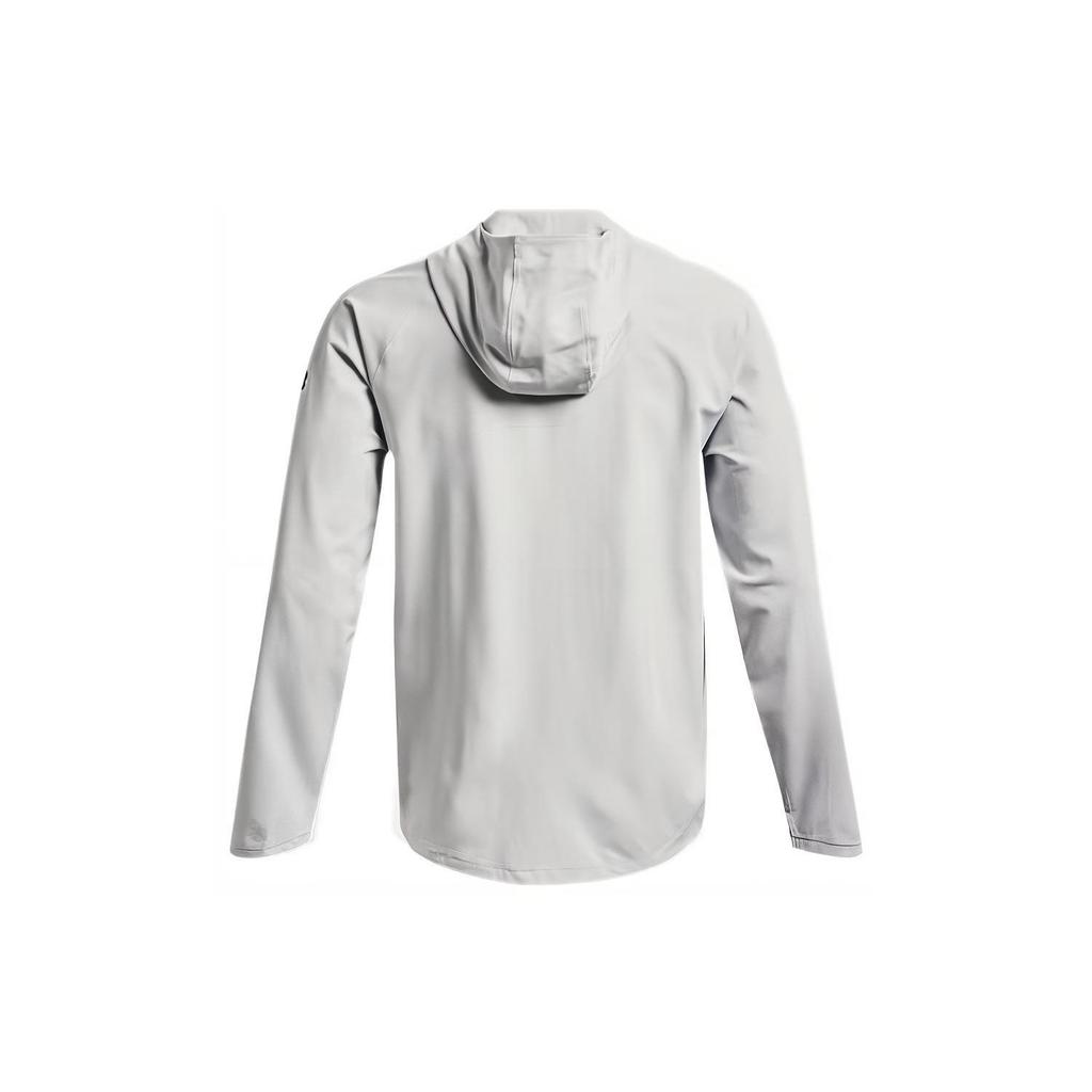 Under Armour Серия защиты от солнца, однотонная спортивная тканая дышащая тренировочная куртка на молнии с капюшоном, мужская куртка серого цвета 1370494-014