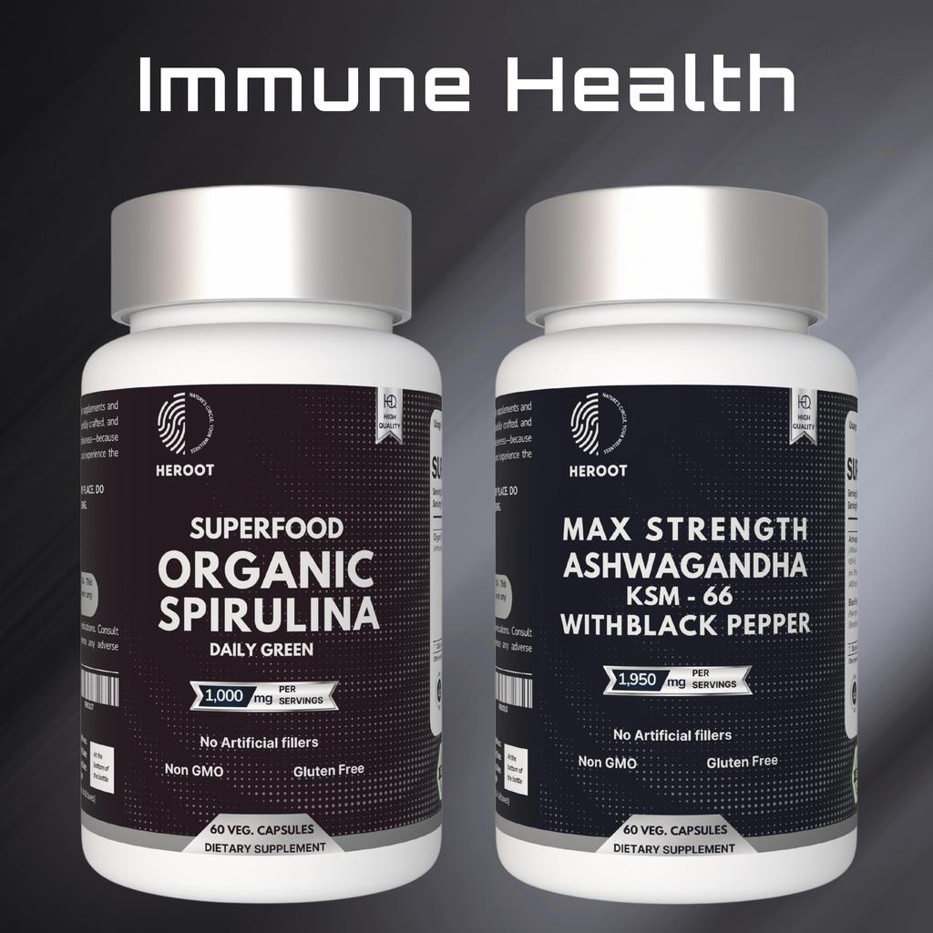 Immune Health Organic Spirulina Ashwagandha Energy Booster Strength & Stamina