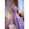 Purple Fairy Evening Dress Dress Female Piano Playing Tutu Skirt One-word Shoulder Noble Princess Travel Shadow Light Wedding Dress