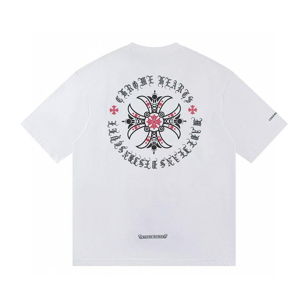 W356 CHROME HEARTS 2025 Summer New High Quality Cotton Round Neck Loose Large Size Men's and Women's T-shirt Couple T-shirt