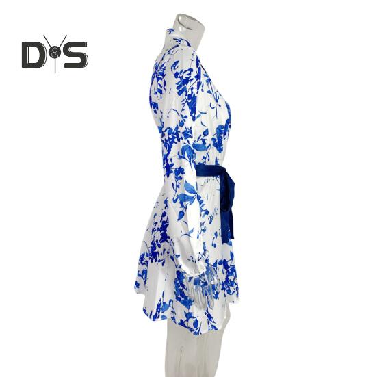 Весна-осень Женское платье со шнуровкой на талии, завязывающимся лацканом, V-образным вырезом, А-силуэтом, подходящим по цвету, пальто с длинными рукавами, деловое мини-платье для поездок на работу