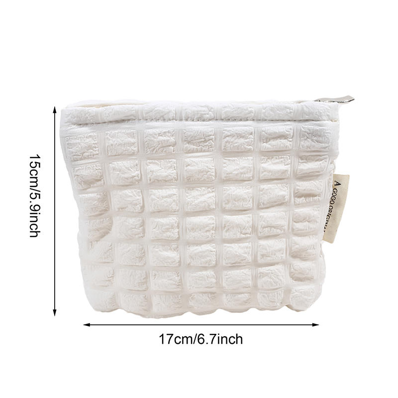 Женская косметичка, маленькая, белая, нежно-облачная, клетчатая, косметичка, сумка для хранения помады, портативный кошелек, держатель для карточек для поездок на работу